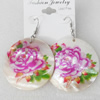 Shell Earring, Flat Round, 50x68mm, Sold by Dozen