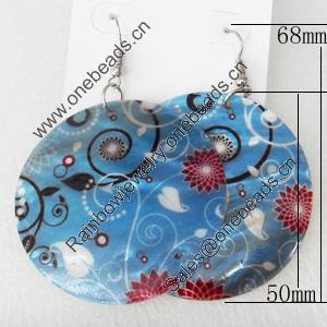 Shell Earring, Flat Round, 50x68mm, Sold by Dozen