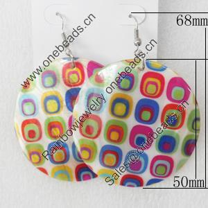 Shell Earring, Flat Round, 50x68mm, Sold by Dozen