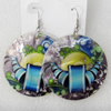 Shell Earring, Flat Round, 50x68mm, Sold by Dozen