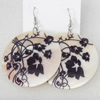 Shell Earring, Flat Round, 50x68mm, Sold by Dozen