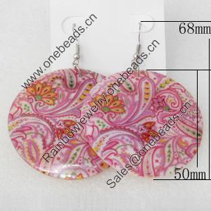 Shell Earring, Flat Round, 50x68mm, Sold by Dozen