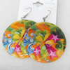 Shell Earring, Flat Round, 50x68mm, Sold by Dozen