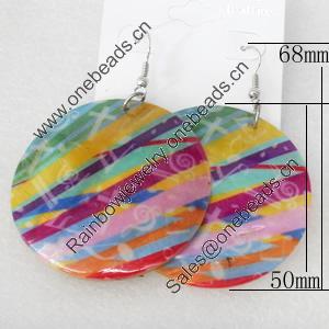 Shell Earring, Flat Round, 50x68mm, Sold by Dozen