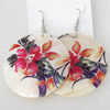 Shell Earring, Flat Round, 50x68mm, Sold by Dozen