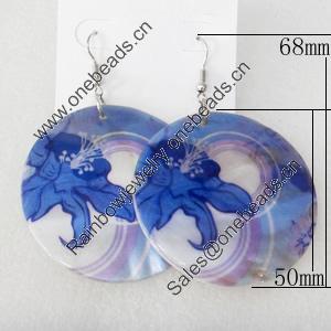 Shell Earring, Flat Round, 50x68mm, Sold by Dozen