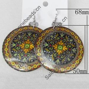 Shell Earring, Flat Round, 50x68mm, Sold by Dozen