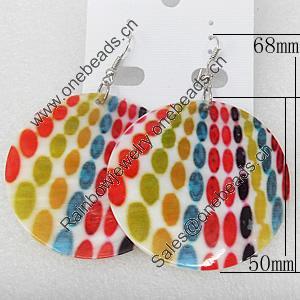 Shell Earring, Flat Round, 50x68mm, Sold by Dozen