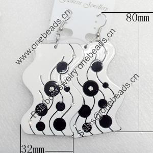 Acrylic Earring, 32x80mm, Sold by Dozen