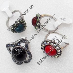Metal Alloy Finger Rings, Mix Color & Mix Style, 18-18x27mm, Sold by Box 