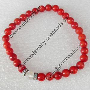 Fashion Coral Bracelet, width:6mm, Length Approx:6.7-inch, Sold by Strand