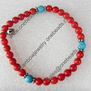 Fashion Coral Bracelet, width:6mm, Length Approx:6.7-inch, Sold by Strand