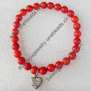 Fashion Coral Bracelet, width:7mm, Length Approx:7.1-inch, Sold by Strand