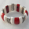 Fashion Bracelet, Coral Beads & Alloy Beads, width:27mm, Length Approx:7.1-inch, Sold by Strand