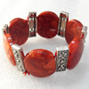 Fashion Bracelet, Coral Beads & Alloy Beads, width:28mm, Length Approx:7.1-inch, Sold by Strand