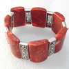 Fashion Bracelet, Coral Beads & Alloy Beads, width:30mm, Length Approx:7.1-inch, Sold by Strand