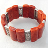 Fashion Bracelet, Coral Beads & Alloy Beads, width:30mm, Length Approx:7.1-inch, Sold by Strand