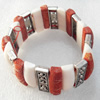 Fashion Bracelet, Coral Beads & Alloy Beads, width:27mm, Length Approx:7.1-inch, Sold by Strand