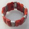 Fashion Bracelet, Coral Beads & Alloy Beads, width:28mm, Length Approx:7.1-inch, Sold by Strand