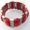 Fashion Bracelet, Coral Beads & Alloy Beads, width:25mm, Length Approx:7.1-inch, Sold by Strand