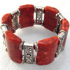 Fashion Bracelet, Coral Beads & Alloy Beads, width:30mm, Length Approx:7.1-inch, Sold by Strand