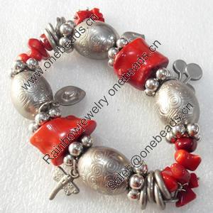 Fashion Coral Bracelet, width:20mm, Length Approx:7.1-inch, Sold by Strand