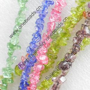 Glass Beads, Chips, Mix Colour, 5-8mm, Hole:Approx 1mm, Length:16-inch, Sold by Group
