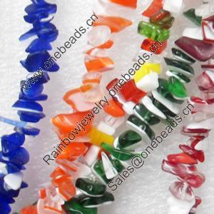 Glass Beads, Chips, Mix Colour, 5-8mm, Hole:Approx 1mm, Length:16-inch, Sold by Group