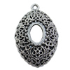 Zinc Alloy Cabochon Settings, Lead-free, Outside Diameter:28x41mm Inner Diameter:11x16mm, Sold by Bag