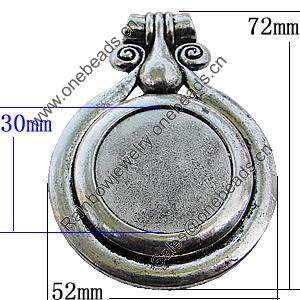 Zinc Alloy Cabochon Settings, Lead-free, Outside Diameter:52x72mm Inner Diameter:30mm, Sold by Bag