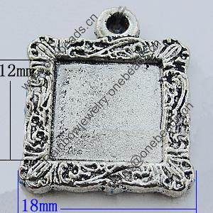 Zinc Alloy Cabochon Settings, Lead-free, Outside Diameter:18x18mm Inner Diameter:12mm, Sold by Bag