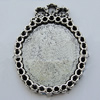 Zinc Alloy Cabochon Settings, Lead-free, Outside Diameter:24x26mm Inner Diameter:15x18mm, Sold by Bag