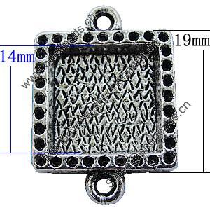 Zinc Alloy Cabochon Settings, Lead-free, Outside Diameter:19x19mm Inner Diameter:14x14mm, Sold by Bag