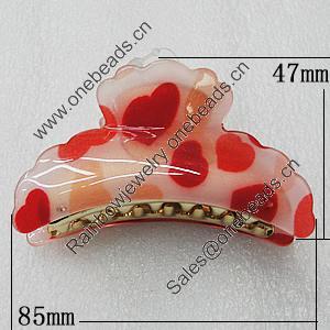 Fashional hair Clip with Acrylic, 85x47mm, Sold by Group