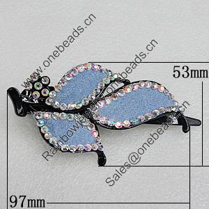 Fashional hair Clip with Plastic, 97x53mm, Sold by Group