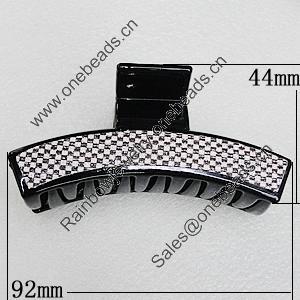 Fashional hair Clip with Plastic, 92x44mm, Sold by Group