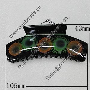 Fashional hair Clip with Plastic, 105x43mm, Sold by Group