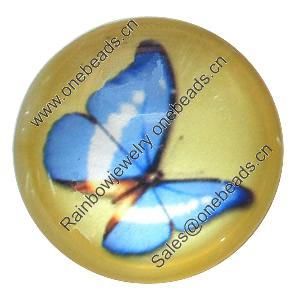 Resin Cabochons, No-Hole Jewelry findings, 29mm, Sold by Bag