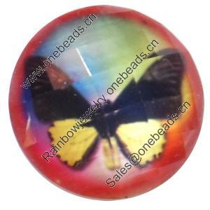 Resin Faceted Cabochons, No-Hole Jewelry findings, 30mm, Sold by Bag