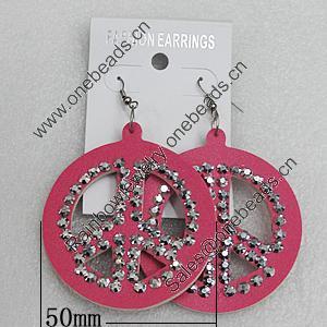 Iron Earrings with PVC, 50mm, Sold by Group