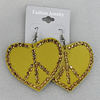 Iron Earrings with PVC, Heart 60x54mm, Sold by Group
