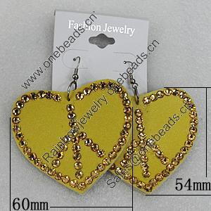 Iron Earrings with PVC, Heart 60x54mm, Sold by Group