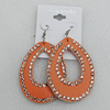 Iron Earrings with PVC, Hollow Teardrop 67x47mm, Sold by Group