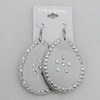 Iron Earrings with PVC, Teardrop 67x47mm, Sold by Group