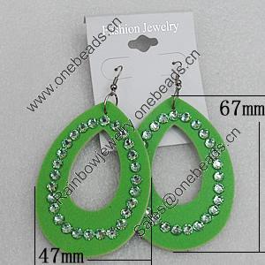 Iron Earrings with PVC, Hollow Teardrop 67x47mm, Sold by Group