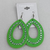 Iron Earrings with PVC, Hollow Teardrop 67x47mm, Sold by Group
