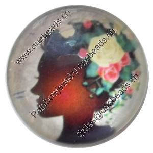 Resin Cabochons, No-Hole Jewelry findings, 29mm, Sold by Bag