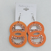 Iron Earrings with PVC, 59x40mm, Sold by Group