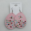 Iron Earrings with PVC, Teardrop 67x46mm, Sold by Group