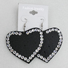 Iron Earrings with PVC, Heart 60x53mm, Sold by Group